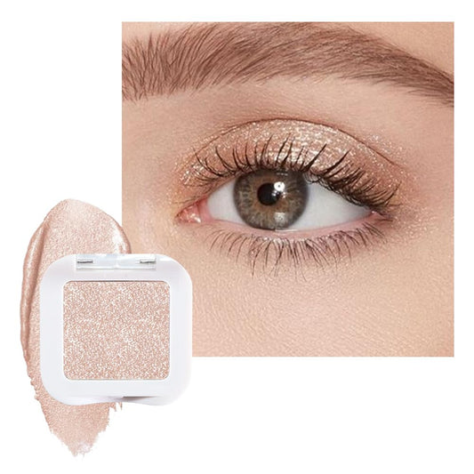 Glitter Singe Eye Shadow Palette Makeup, Pearl White Glitter Monochrome Eyeshadow For Old Women, Mini Pressed Pigmented Waterproof Sombras Para Ojos, Vegan, Talc, Paraben & Cruelty Free, 12-BrightBean Baby