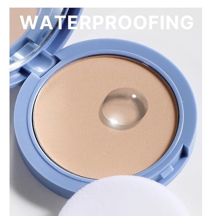 Oil Control Face Pressed Powder,Matte Smooth,Waterproof Long-Lasting Setting Powder, Perfect Lightweight Facial Makeup For Soft Focus Finish,Minimizes Fine Lines And Pores,0.35Oz (PURE BEIGE)-BrightBean Baby