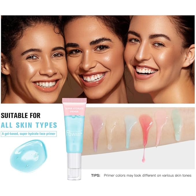 AKARY Gel-Based & Hydrating Face Primer For Smoothing Skin & Gripping Makeup With Hyaluronic Acid, Long-Wear Foundation Face Primer for Oil Control, Pores Fine Lines Minimizer, 0.81 Fl Oz, 01 Clear-BrightBean Baby