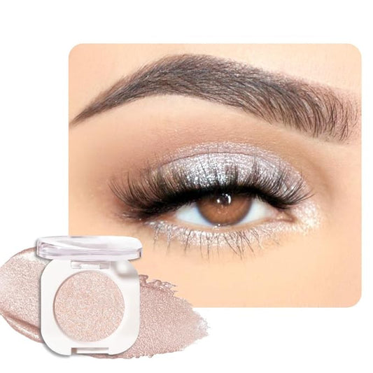 Pear White Shimmer Single Eyeshadow Makeup, Neutral Powde Eye Shadow for Women, Sparkly Pearl Glitter Singles Eyeshadow Palette Pigmented Waterproof, sombras para ojos, Girls Eyeshadows Gift 23-BrightBean Baby