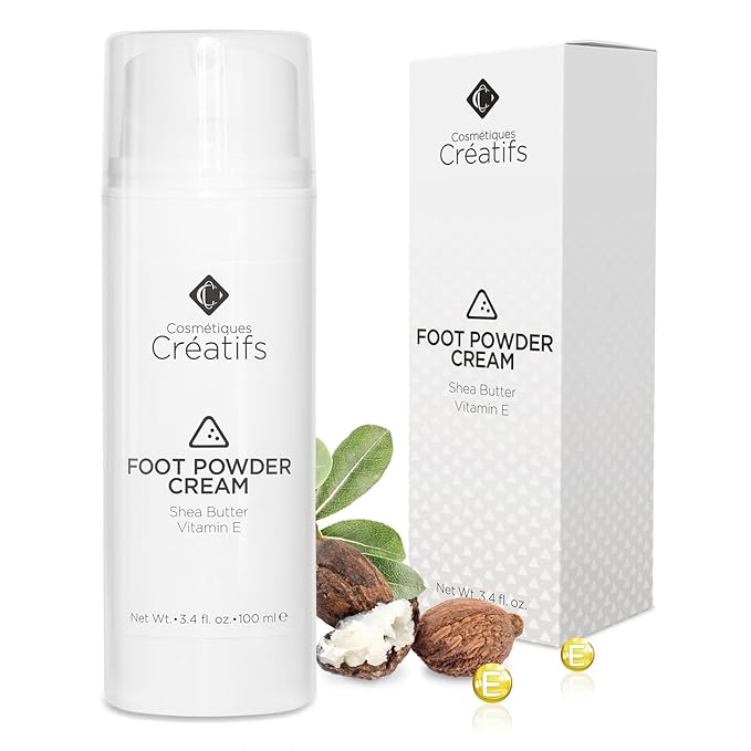 Foot Powder Cream for Dry Cracked Heels, Odor Control, and Intense Skin Hydration, 3.4 fl. oz., with Shea Butter and Vitamin E-BrightBean Baby