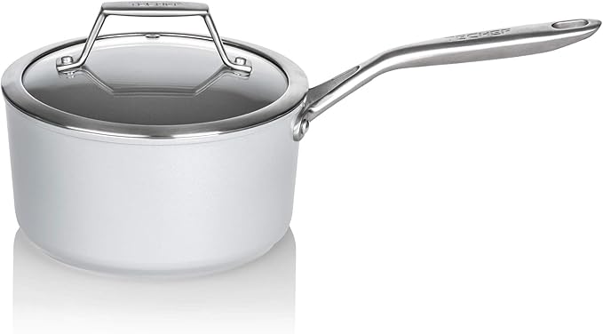 TECHEF - CeraTerra Collection, 2-quart Ceramic Nonstick Saucepan with Glass Lid (PTFE, PFAS, and PFOA Free), Made in Korea (2-quart)