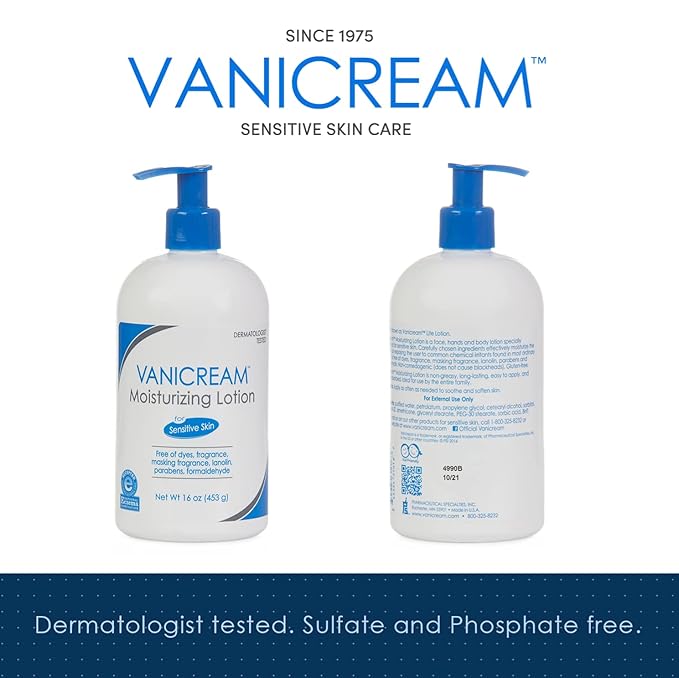 Vanicream Moisturizing Lotion with Pump Dispenser - 16 Fl Oz (Pack of 12) - Formulated Without Common Irritants for Those with Sensitive Skin (Pack of 12)-BrightBean Baby