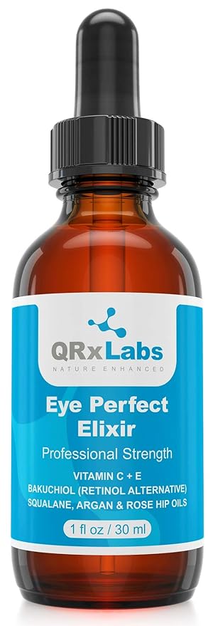Eye Perfect Elixir - With Bakuchiol (Retinol Alternative), Pure Argan and Rosehip Oils, Squalane, Vitamin C & E - Best Anti-Aging Treatment Serum for Bags, Puffiness, Wrinkles, Crow Feet-BrightBean Baby