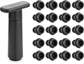 WOTOR Wine Saver Vacuum Pump with 20 Stoppers, Wine Stopper & Preserver, Reusable Bottle Sealer Keeps Fresh, Ideal Accessories Gift (Flat Handle)
