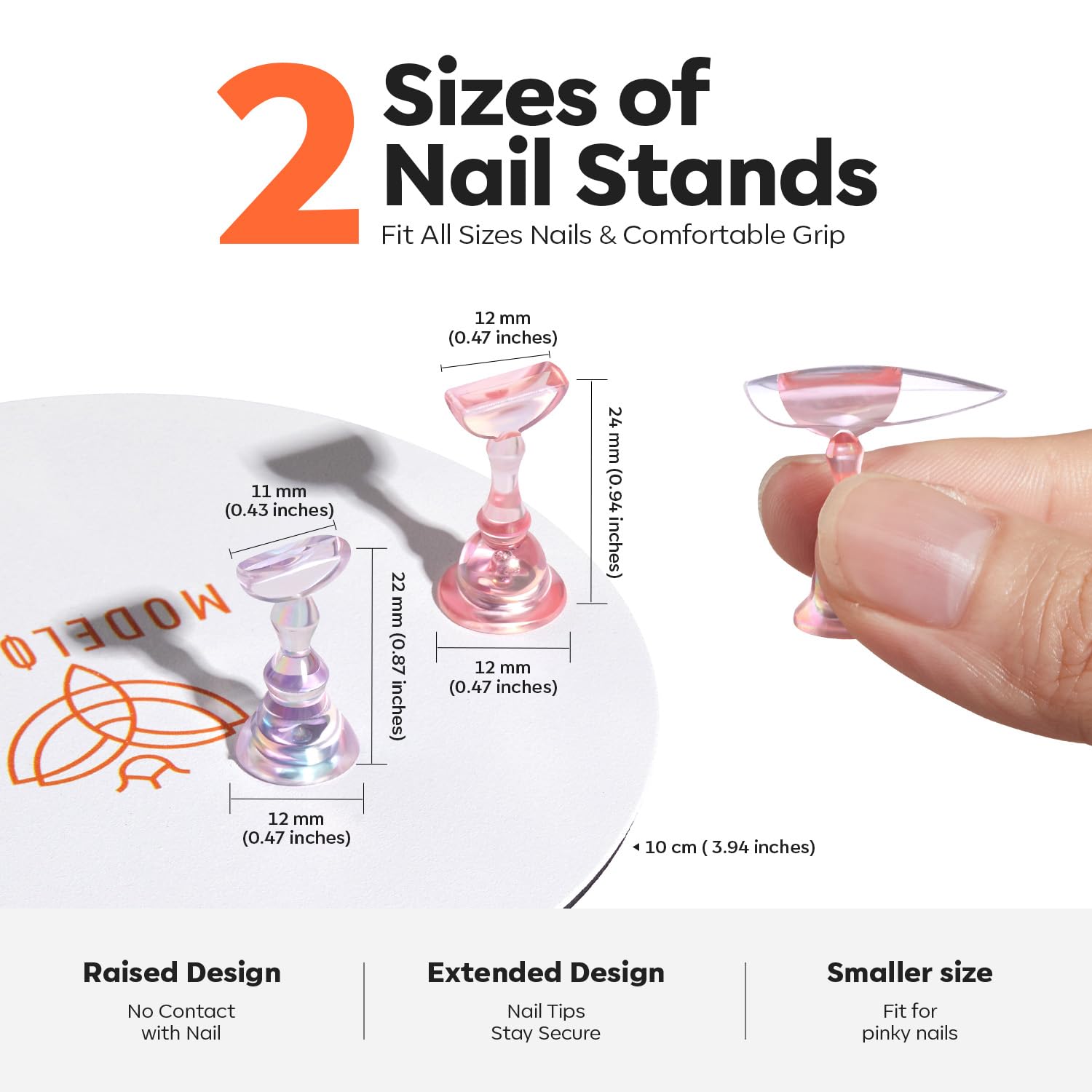 Modelones Nail Stand Set, Magnetic Nail Stands for Press ons False Nail Tips Practice Acrylic Holder with 200pcs Sticky Tabs Strong Metal Base Painting Display DIY & Salon Use Beginner Supplies-BrightBean Baby