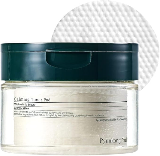 Pyunkang Yul PKY Calming Toner Pad with Tea Tree, 5 Hyaluronic Acids, Removes Dead Skin Cells, Moisturizes, Korean Face Skin Care, Acne Prone & Sensitive Skin, Double-Sided Pad 7.7 fl.oz 70ea-BrightBean Baby