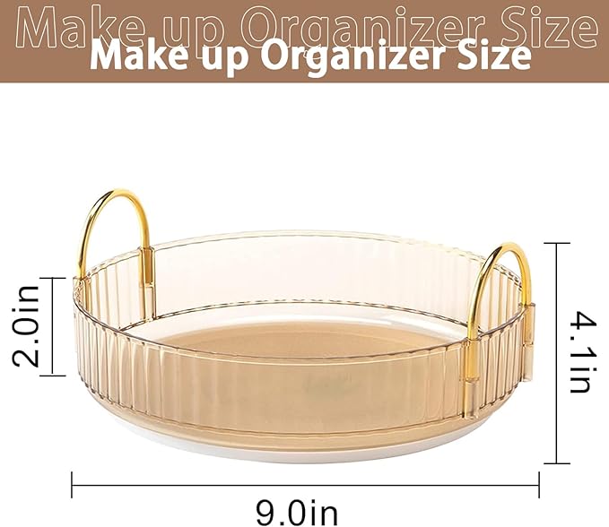 Rotating Makeup Organizer for Vanity, High-Capacity Skincare Clear Make Up Storage Perfume Organizers Cosmetic Dresser Organizer Countertop 360 Spinning (Gold, 1 Tier)-BrightBean Baby