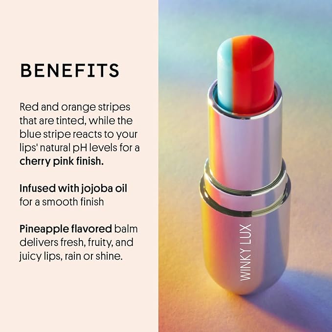 Winky Lux Rainbow Tri-Color Tinted Lip Balm – Hydrating Lip Care with Jojoba Oil & Vitamin E, Sheer Pink Tint, Moisturizes and Softens Dry Lips-BrightBean Baby