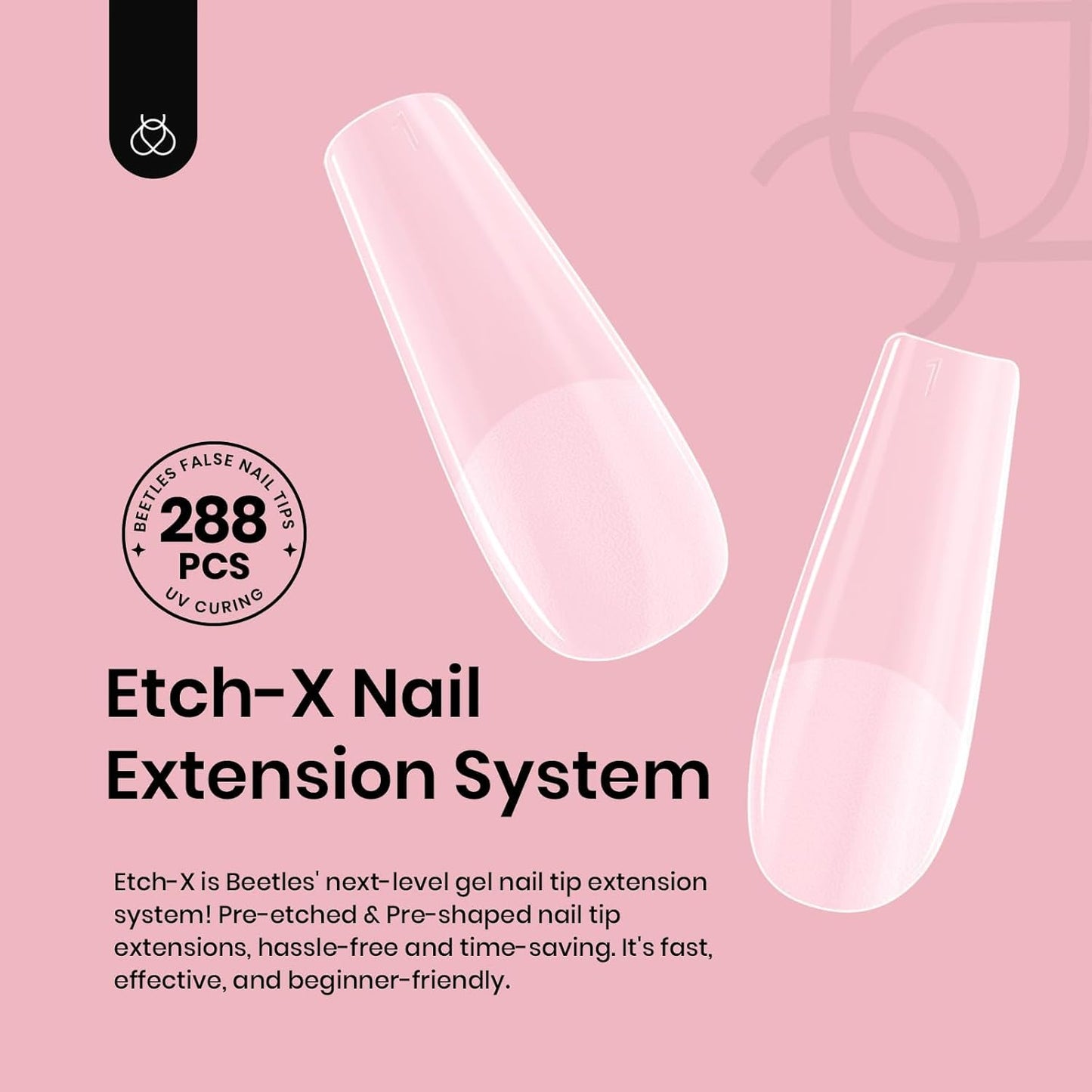 Beetles Gel Nail Tips Long Square 10 Sizes, 288Pcs Pre Shaped Half Matte Press On Nails Gelly Tips False Nails for Gel Nail DIY Art Nail Extensions Acrylic Nails Gift-BrightBean Baby
