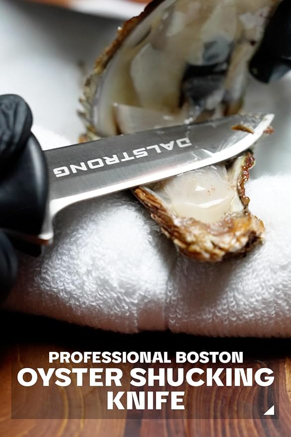 Dalstrong Clam Shucking Knife- 3” Boston Style Shellfish & Oyster Shucker Clamp Knife - Gladiator Series Elite - Forged HC German Steel - Crab Eating Utensils- G10 Handle - W/Sheath - NSF Certified