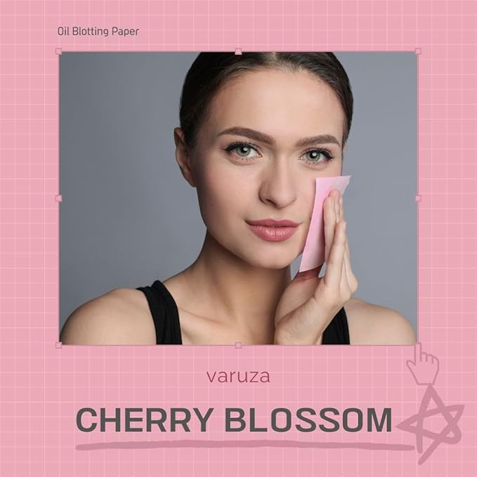 [100 Counts + Mirror Case] Cherry Blossom Natural Oil Blotting Paper for Face Korean with Mirror Case-BrightBean Baby
