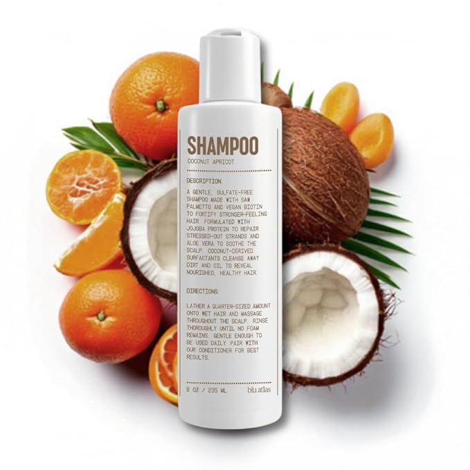 Blu Atlas Men's Natural Shampoo – Organic, Sulfate-Free, Paraben-Free – Deep Cleansing & Hydrating – Coconut Apricot Scent – Made in America – 8 oz-BrightBean Baby