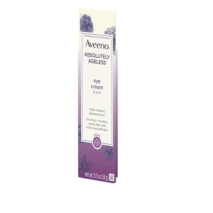 Aveeno Absolutely Ageless 3-in-1 Anti-Wrinkle Eye Cream for Fine Lines & Wrinkles, Crows Feet, & Under-Eye Puffiness, Antioxidant Blackberry Complex, Hypoallergenic, Non-Greasy, 0.5 oz-BrightBean Baby