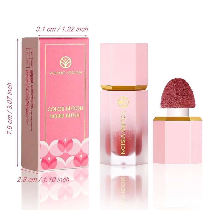 YOUNG VISION Liquid Cheek Blush -Soft Cream Rouge/Blusher Makeup, Buildable Gel-Cream Formula, Long-Wearing, Dewy Finish-BrightBean Baby
