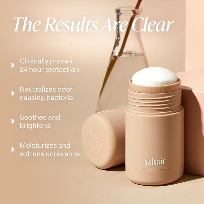 Saltair Skincare Deodorant - Aluminum-Free Deodorant for Women with Long Lasting Odor Protection Zinc and BHA. Refillable Stick, Suitable for Sensitive Skin, 2 Pack Santal Bloom Scent-BrightBean Baby