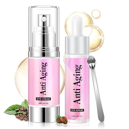 5% Caffeine Eye Cream Eye Serum Kit for Dark Circles Under Eye Treatment For Puffiness Bags And Wrinkles Eye Cream Anti Aging Eye Serum & Eye Roller 2 Fl Oz-BrightBean Baby
