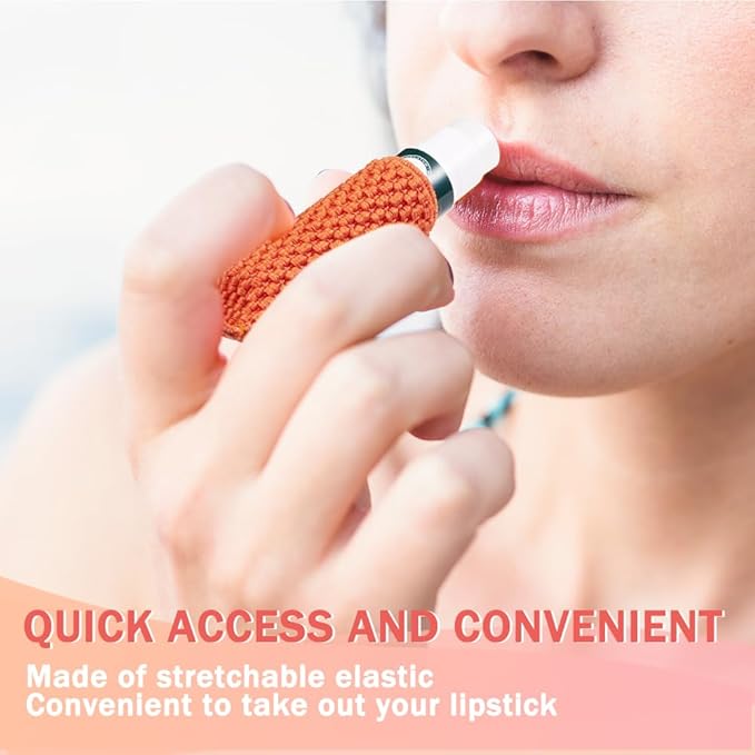 WKieason Lip Balm Sleeves Holder Keychain 3pcs Clip on Chapstick Keychain Holder Pouch Tight-Knit Elastic Lipstick Key Chain Holder (Orange/Purple/Beige)-BrightBean Baby
