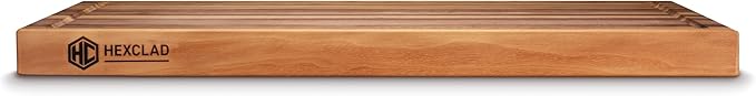 HexClad Large Walnut Cutting Board, Double-Sided with Juice Groove & Recessed Handles, Durable, Scratch-Resistant Hardwood, Great for Chopping, Carving & Serving, 13.75"x19.5"