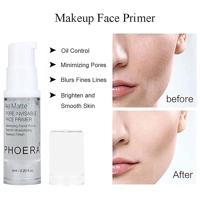 PHOERA Foundation Full Coverage Makeup, Mushroom Head Air Cushion CC Cream Natural Foundation Set,PHOERA Concealer, PHOERA Primer, PHOERA Powder, Foundation Brushes (103 Warm Peach+ 03 Warm Nude CC)-BrightBean Baby