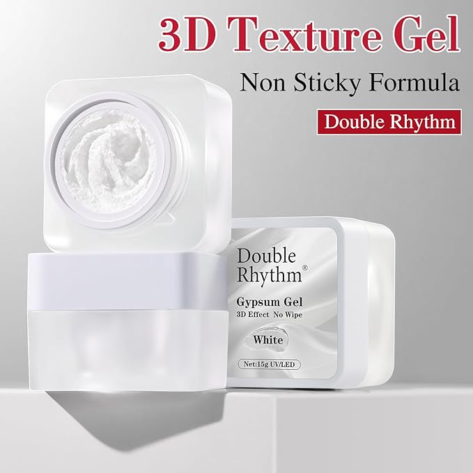 Double Rhythm 3D Nail Gel Solid Sculpting Gel for Nail Art Non-Sticky Hard Gel for Building Carving Molding Nail Extension Soak Off UV/LED Salon Home DIY 0.5 Oz (Gypsum White)-BrightBean Baby