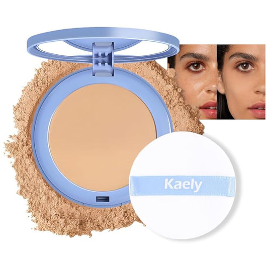 evpct Kaely Oil Control Pressed Face Powder, Get Smooth Flawless Fine Lines and Lightweight Finishing Foundation, Control Shine Long Lasting Waterproof Face Setting Powder Cosmetic, 03 Pure Beige-BrightBean Baby