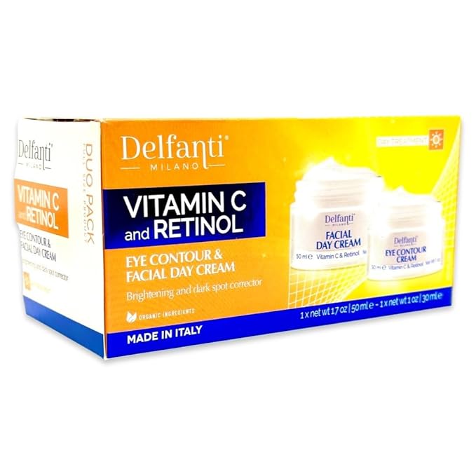 VITAMIN C & RETINOL DUO PACK Full Size Facial Day Cream and Eye Contour Cream • Brightening and Dark Spot Corrector-BrightBean Baby