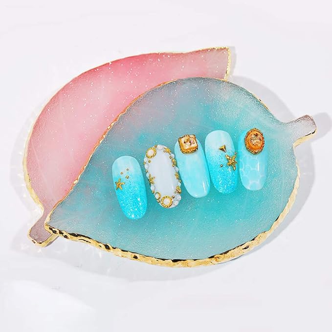1 Pcs Leaf Resin Nail Art Palette Painting Makeup Palette Tray Cosmetic Nail Gel Polish Colors Mixing Pallet White-BrightBean Baby