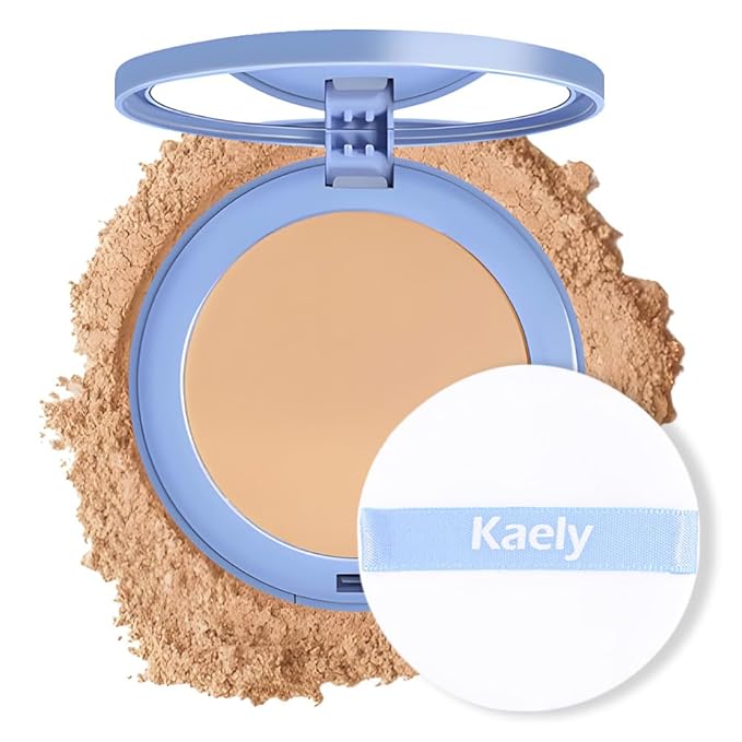 evpct Kaely Oil Control Pressed Face Powder, Get Smooth Flawless Fine Lines and Lightweight Finishing Foundation, Control Shine Long Lasting Waterproof Face Setting Powder Cosmetic, 03 Pure Beige-BrightBean Baby