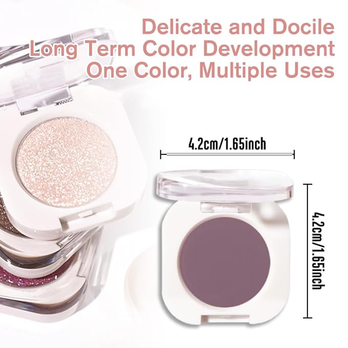 Dark Plum Taupe Single Matte Eyeshadow Makeup, Neutral Powde Eye Shadow for Older Women, Dark Violet Matte Singles Eyeshadow Palette Pigmented Waterproof, Girls Monochrome Vegan Eyeshadows Gift-BrightBean Baby