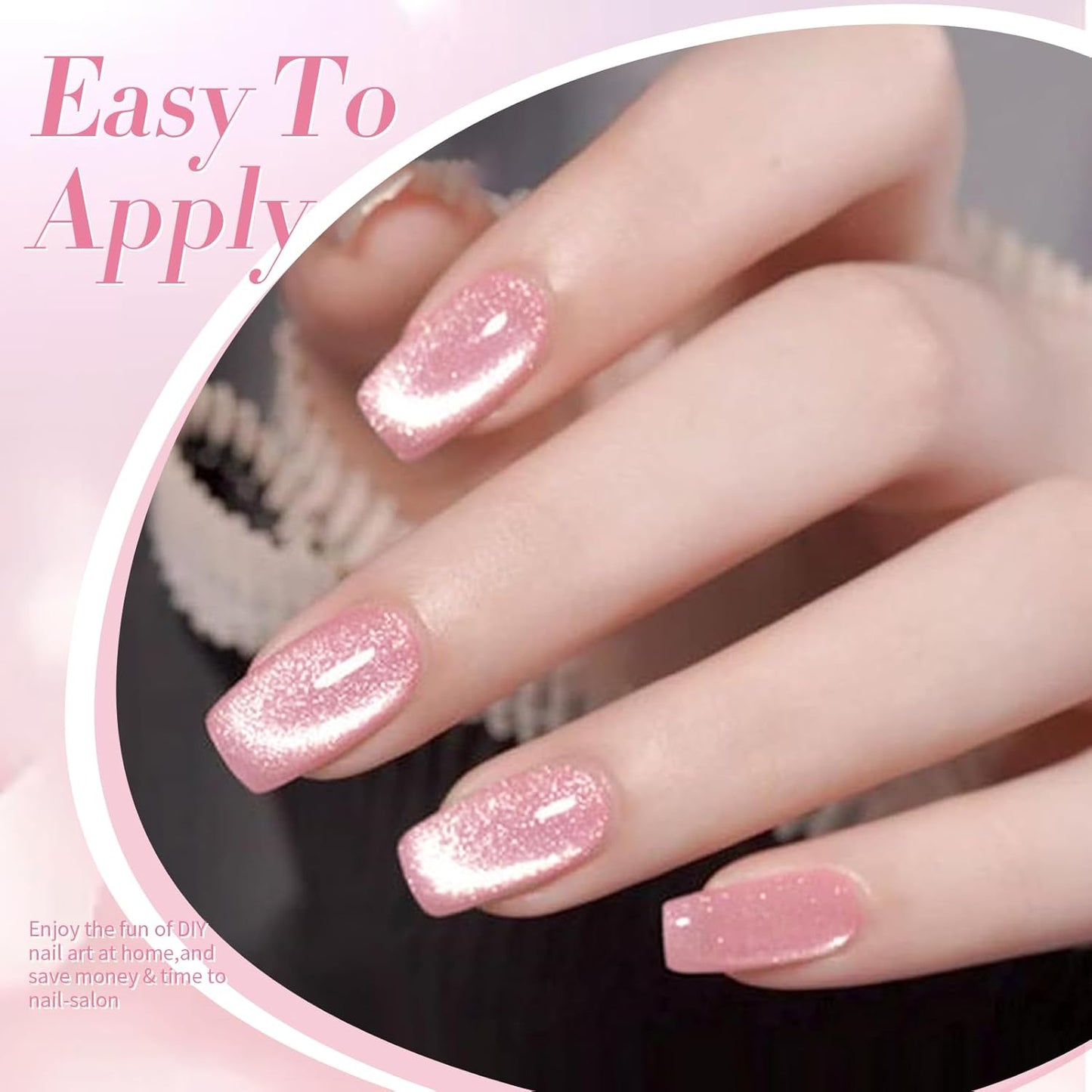 BORN PRETTY Cat Magnetic Eye Gel Nail Polish,Pink Myrtle Glitter Cat Magnetic Gel Nail Polish, Holographic Magnetic Nail Polish for Nail Art Manicure Salon DIY at Home 15ML-BrightBean Baby