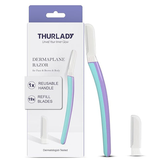 Face Razors for Women, Reusable Handle with 19 Microblades, Dermaplane Razor for Women Face, Eyebrow & Facial Razors, Peach Fuzz Remover, Gentle Exfoliating, for Sensitive Skin (Wisteria)-BrightBean Baby