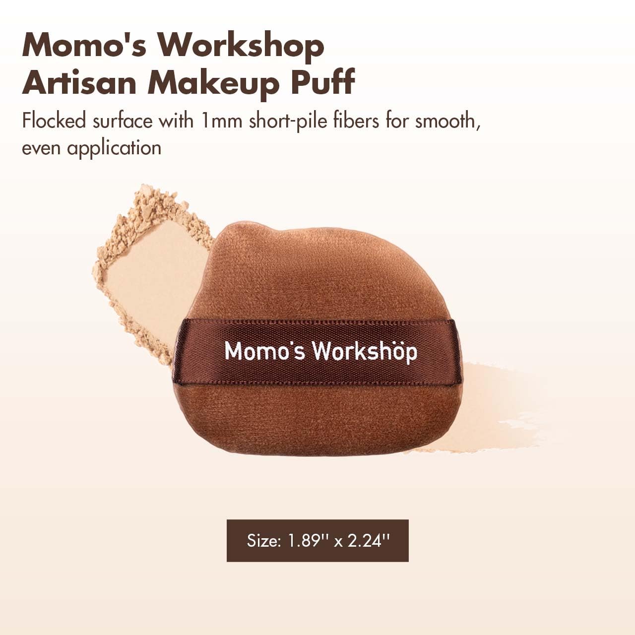 Single-Ear Short Plush Puff,Brown Velvet Powder Puff, 85° Pointed Tip for Highlighting & Full-Face Setting,3pcs Plush Puffs & Storage Case-BrightBean Baby