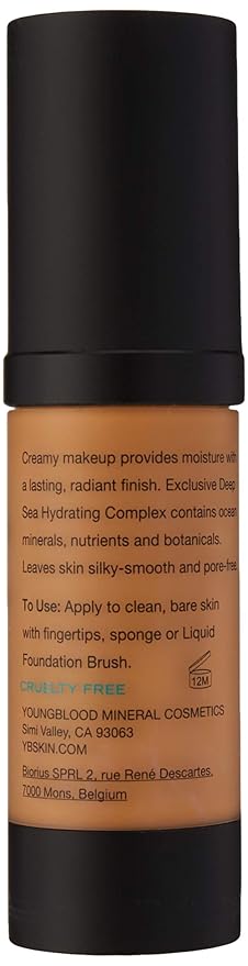 Youngblood Clean Luxury Cosmetics Liquid Mineral Foundation, Tahitian Sun | Dewy Mineral Lightweight Full Coverage Makeup for Dry Skin Poreless Flawless Tinted Glow | Vegan, Cruelty Free, Gluten-Free-BrightBean Baby