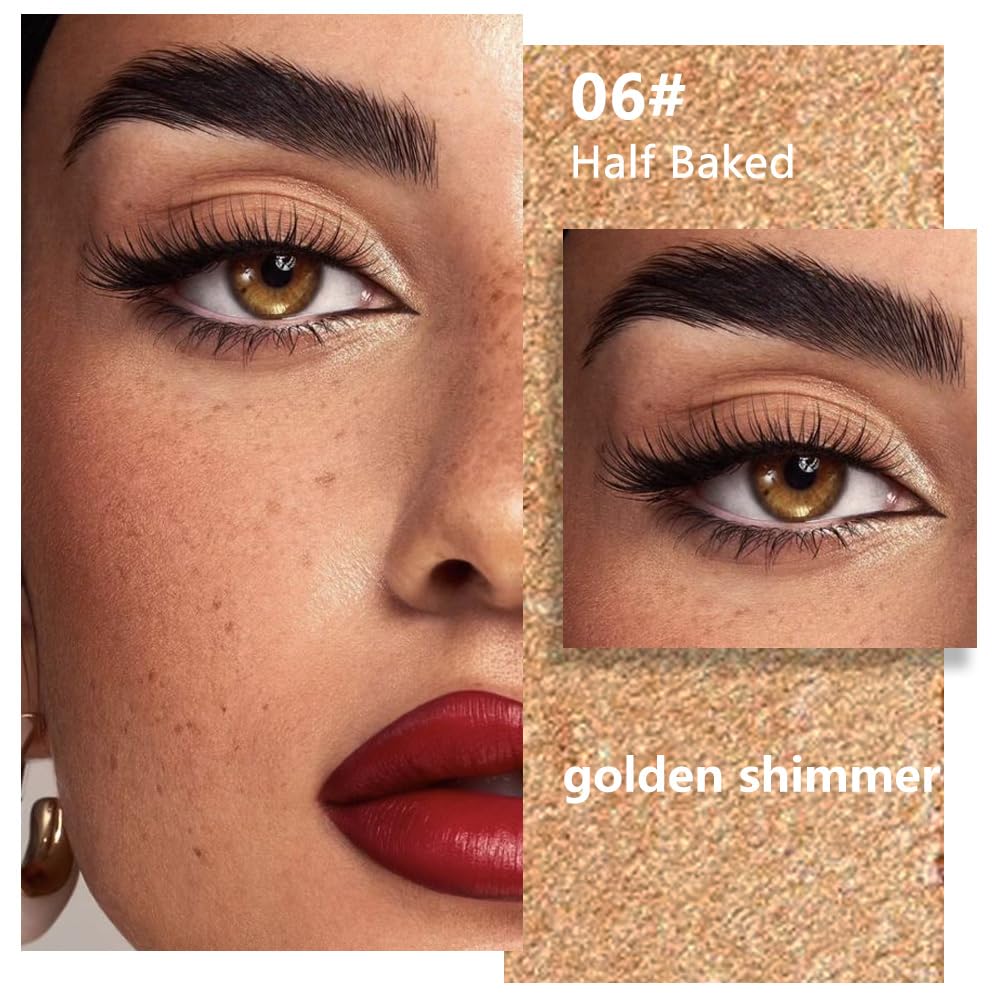 Glitter Single Eye Shadow Palette Makeup, Golden Sparkle Shimmer Monochrome Eyeshadow For Old Women, Mini Pressed Pigmented Waterproof Sombras Para Ojos,Vegan, Talc, Paraben&Cruelty Free, 06-BrightBean Baby
