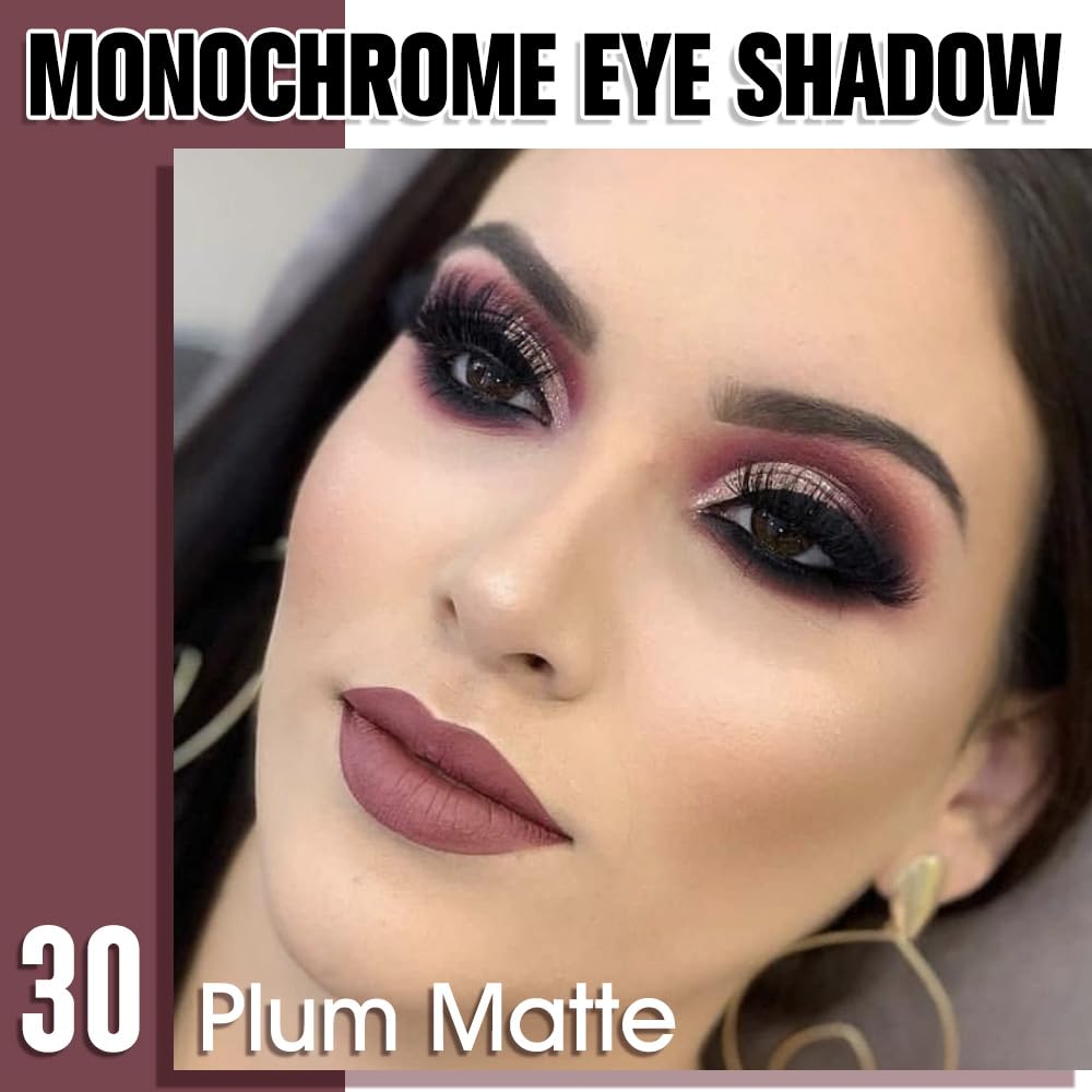 Single Matte Eye Shadow Palette Makeup, Plum Matte Eyeshadow for Women, Monochrome Eye Shadow Makeup, Pigmented Waterproof Sombras Para Ojos, Vegan, Talc, Paraben & Cruelty Free, 30-BrightBean Baby