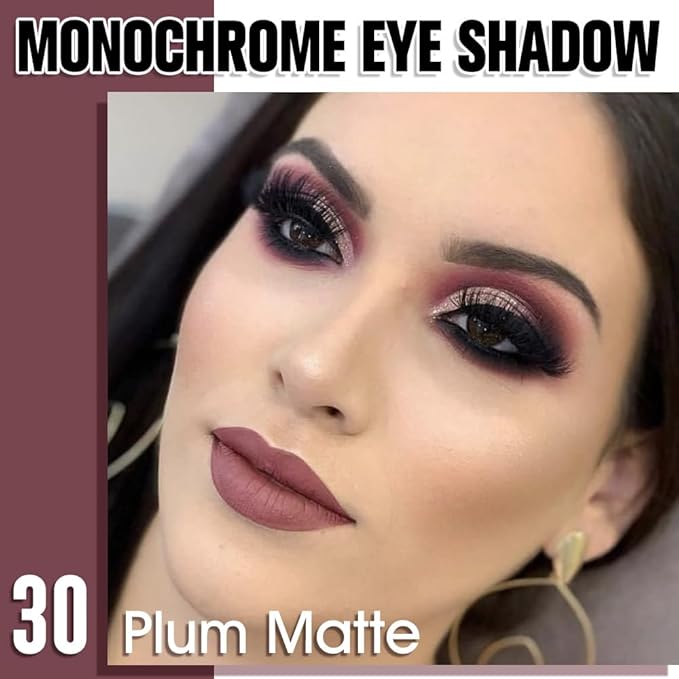 Dark Plum Taupe Single Matte Eyeshadow Makeup, Neutral Powde Eye Shadow for Older Women, Dark Violet Matte Singles Eyeshadow Palette Pigmented Waterproof, Girls Monochrome Vegan Eyeshadows Gift-BrightBean Baby