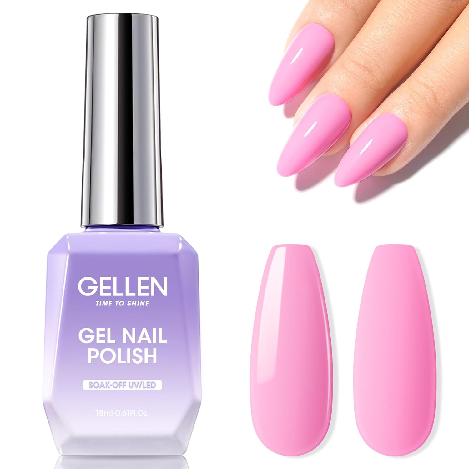 Gellen Pink Gel Nail Polish, 18ML 1Pc Pink Purple Gel Polish Soak off UV LED Nail Lamp Pink Nail Polish for Spring Summer Salon DIY Nail Art Manicure at Home Holiday Gift for Women, 0.61 Fl Oz-BrightBean Baby