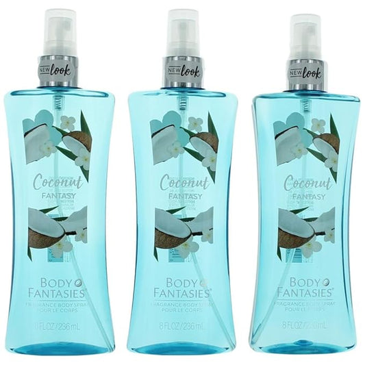 Coconut Fantasy by Body Fantasies, 3 x 8 oz Fragrance Body Spray women-BrightBean Baby