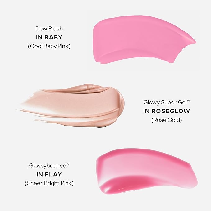 Saie SaieGlow Starter Makeup Kit - Glowy Super Gel, Dew Blush, and Glossybounce Lip Gloss - Essential Makeup Set in a Mini Reusable Jelly Travel Bag (3 Count)-BrightBean Baby