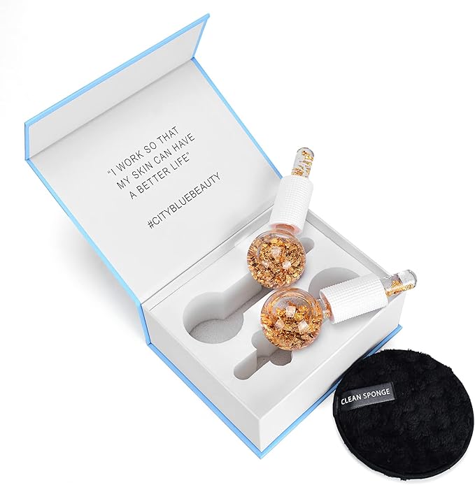 Ice Cryo Sticks Facial Globe with Golded Essence- 2PC Cooling Globes for Cold or Hot Skin Massagers, Face Globe for Skin Care Routine-BrightBean Baby