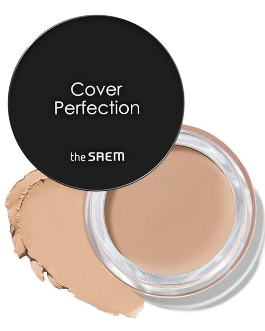 THESAEM Cover Perfection Pot Concealer #02 Rich Beige - High Adherence & Coverage Balm, Conceals Blemish & Acne Spots, Matte Finish Sebum Control for Oily and Combination Skin-BrightBean Baby