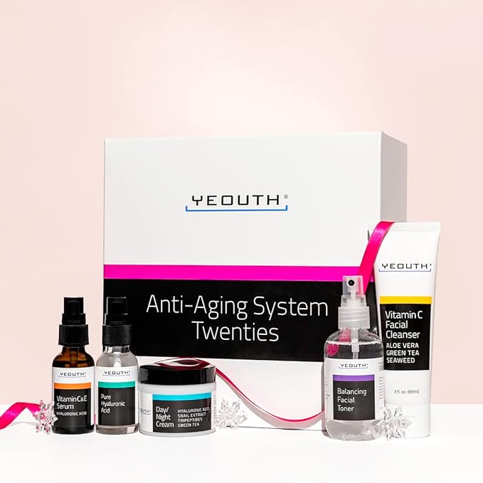 YEOUTH Skin Care Set: Hyaluronic Acid Serum for Face, Vitamin C Facial Serum, Face Cleanser, Toner & Cream, Hydrating Skin Care Kit 5-Piece-BrightBean Baby