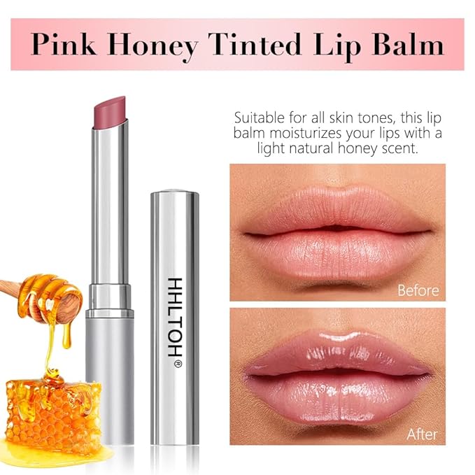2PCS Honey Lipstick Tinted Lip Balm - Sheer Hydrating Lipstick for All Skin Tones - Moisturizing Lip Gloss, Nourishing Lip Balm with a Hint of Natural Warm Orange Pink Cherry Tint-BrightBean Baby