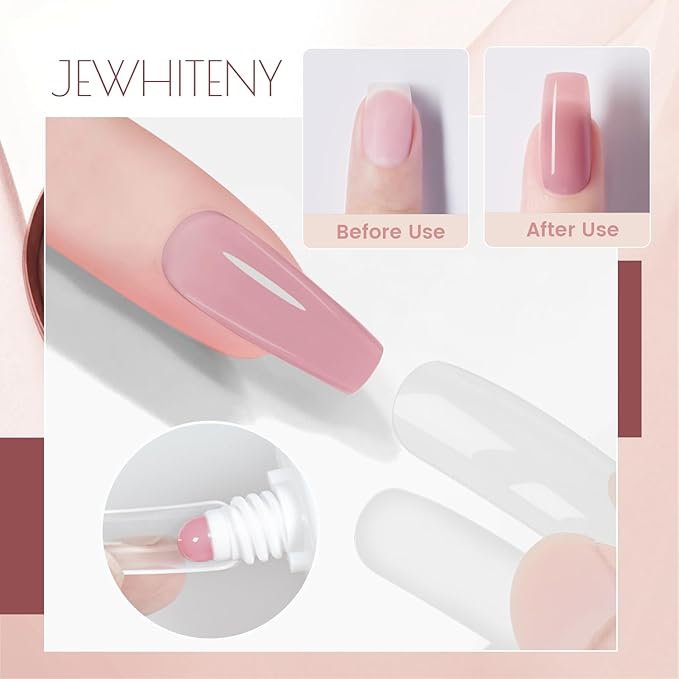 JEWHITENY Poly Extension Gel Nail Set Clear Pink Poly Nail Gel With Slip Solution Base Coat Top Coat French Manicure Need U V Lamp Curing for Finger Art and Home DIY-BrightBean Baby