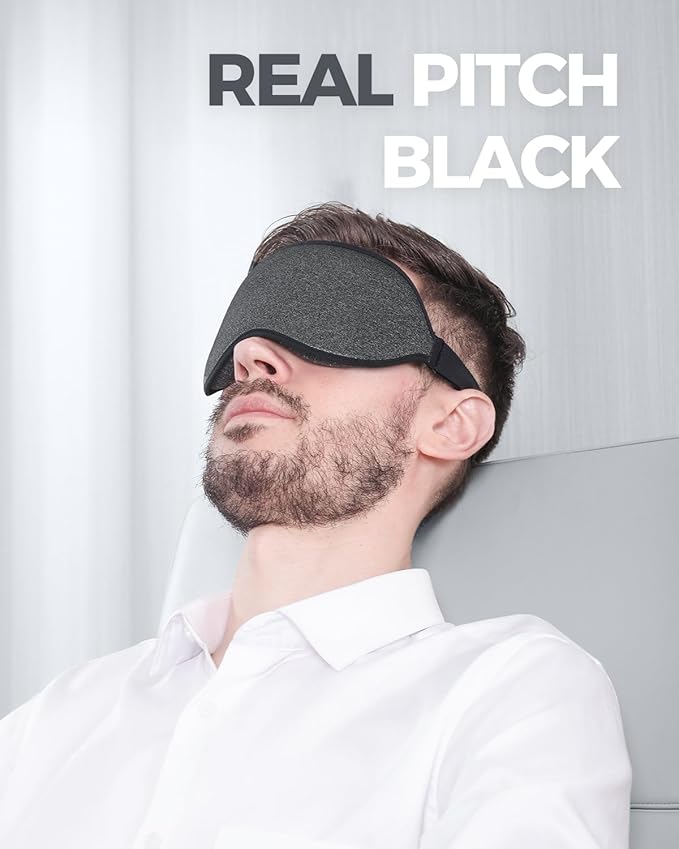 MZOO Luxury Sleep Mask for Back, Side Sleeper, Complete Light Blocking Sleeping Eye Mask Night Blindfold, 3D Zero Pressure & Spacious for Lash Extensions, Breathable Soft Eye Cover Flight Nap Travel-BrightBean Baby