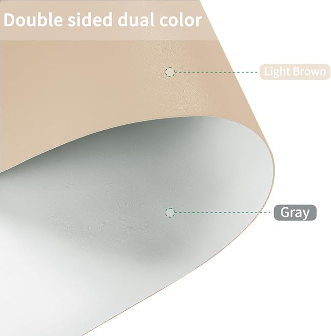 Leather Table Cover,1.8mm Thick,12x84 Inch Desk Cover,Dresser Cover Top,Dresser Protector Top,Dresser Cover,End Table Cover.(Light Brown+Gray,12x84)