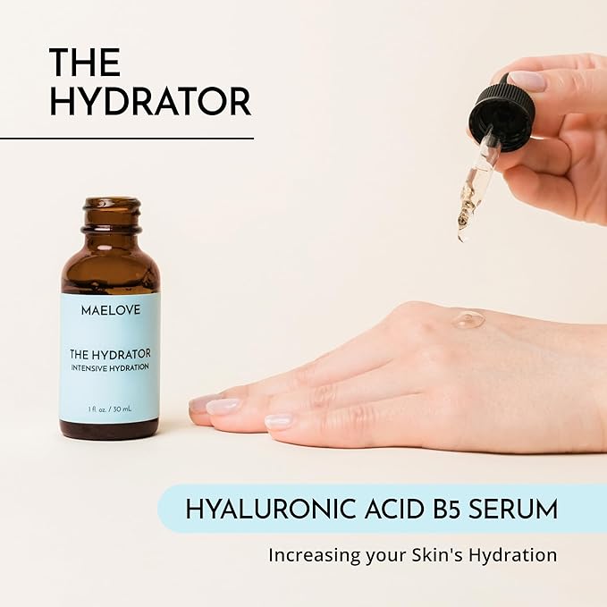 MAELOVE Hydrator Hyaluronic Acid B5 Serum with Resveratrol for Instantly Dewy Glow, Fills Fine Lines, Lightweight and Non Greasy, 1.0 fl oz-BrightBean Baby