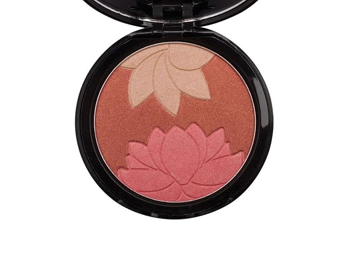 Manna Kadar Beauty - Blossom Floral Compact, Multi-functional Blush & Highlighter, 3 Shades of Pink, Coral, & Champagne for a Perfect Blend, Natural & Radiant, Use on Décolletage, Highly Pigmented-BrightBean Baby