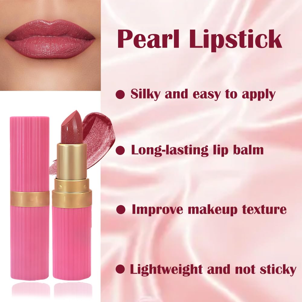 Coral Pink Metallic Lipstick for Women,Lightweight Shimmer Frosted Lipstick,Glitter Lip Gloss Stain Long Lasting Waterproof Smudge Proof 24 Hour Full Coverage Lip Makeup,Vegan-BrightBean Baby